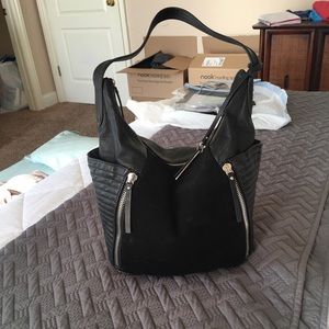 Vince camuto leather and suede shoulder bag